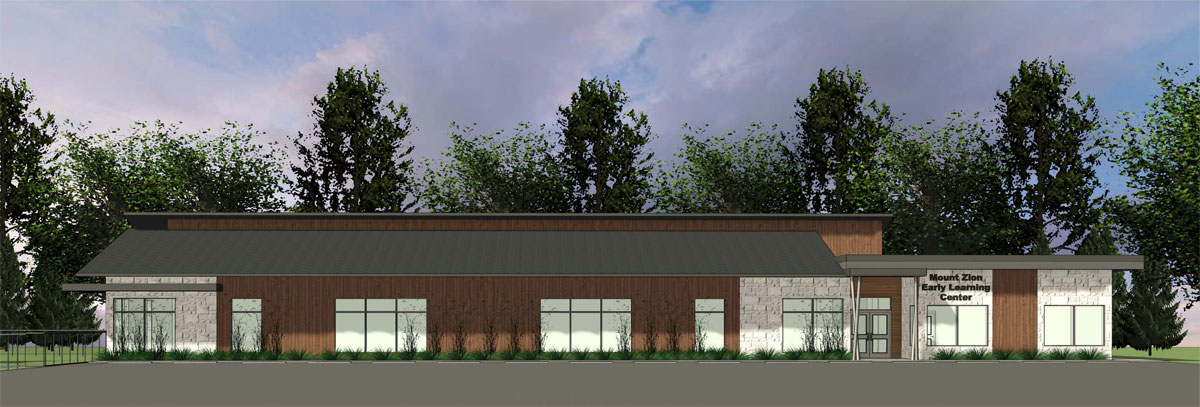 Front exterior rendering of the Mount Zion Early Learning Centre